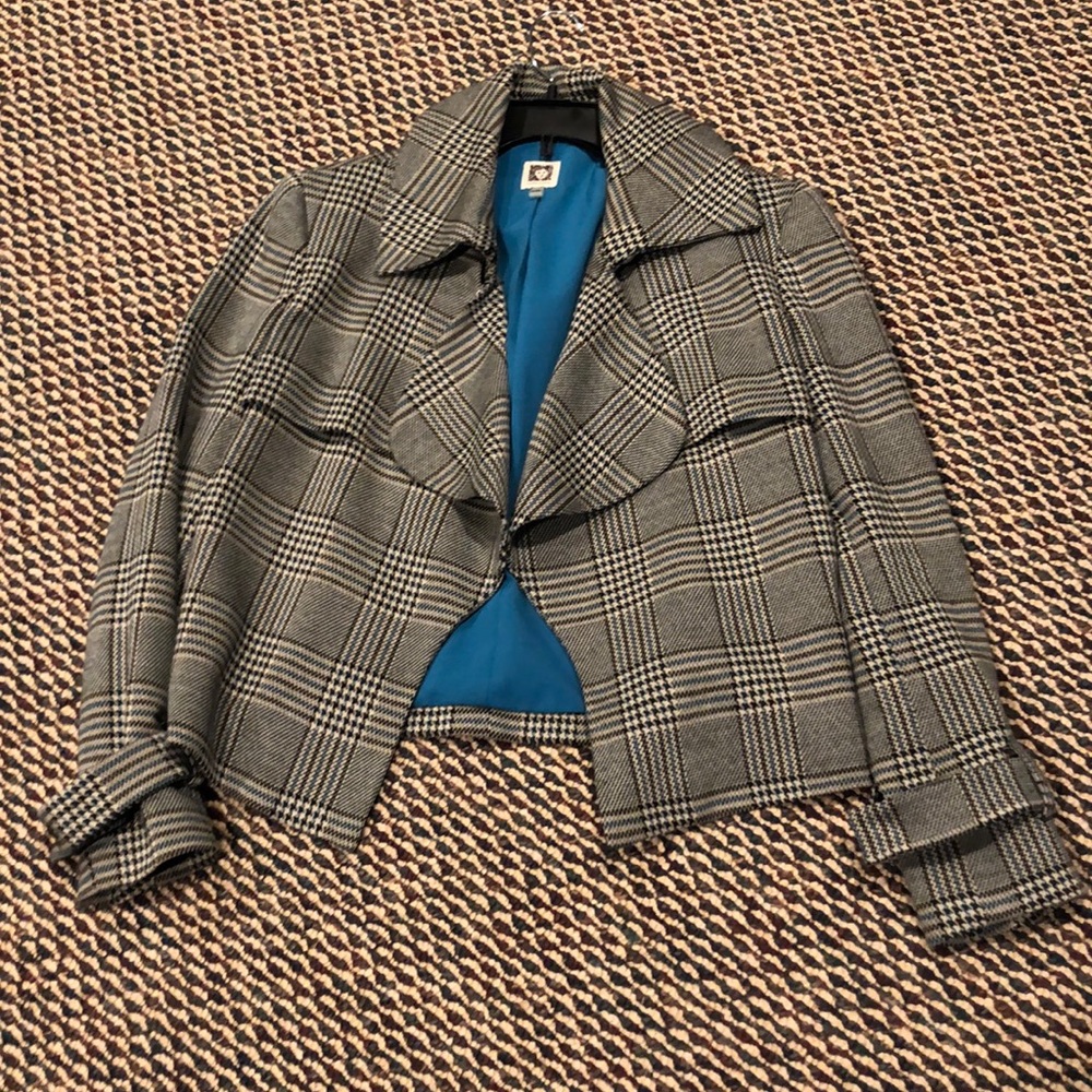 Anne Klein Plaid Trench Drape Jacket Size 10